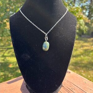 Elegant Silver Necklace with Green Pendants